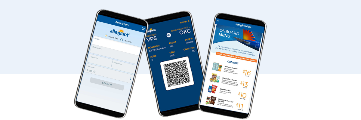 Allegiant mobile app screenshots