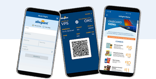 Allegiant mobile app screenshots