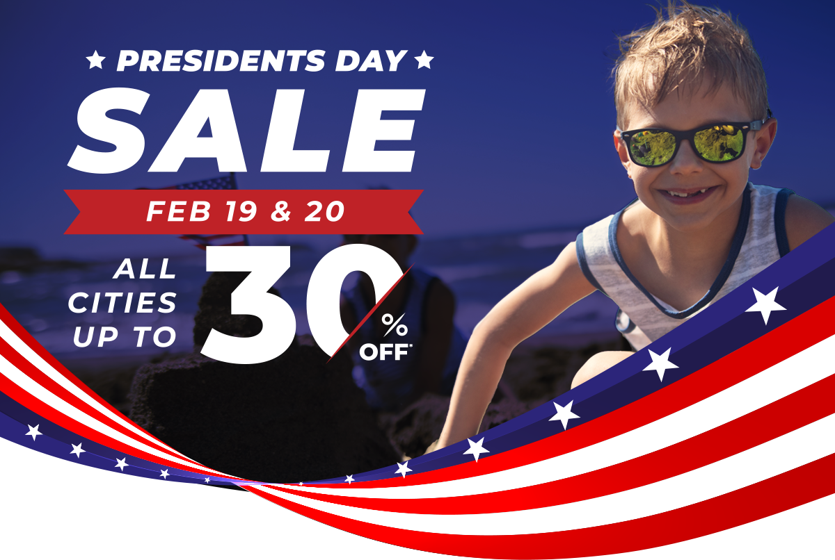 Presidents Day Sale | Feb 19th and 20th | All cities up to 30% off