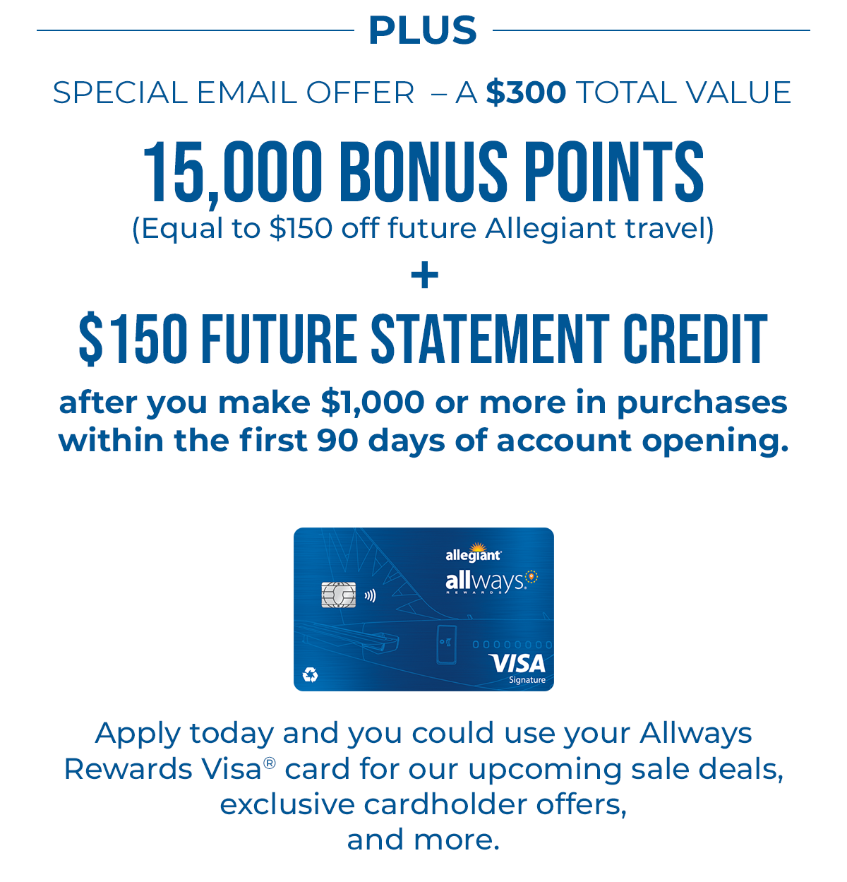 15,000 Bonus Points | Get a $150 Future Statement Credit''
