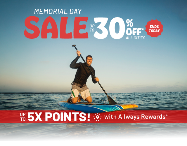 Memorial Day Sale | Up to 30% off all cities | Ends Today